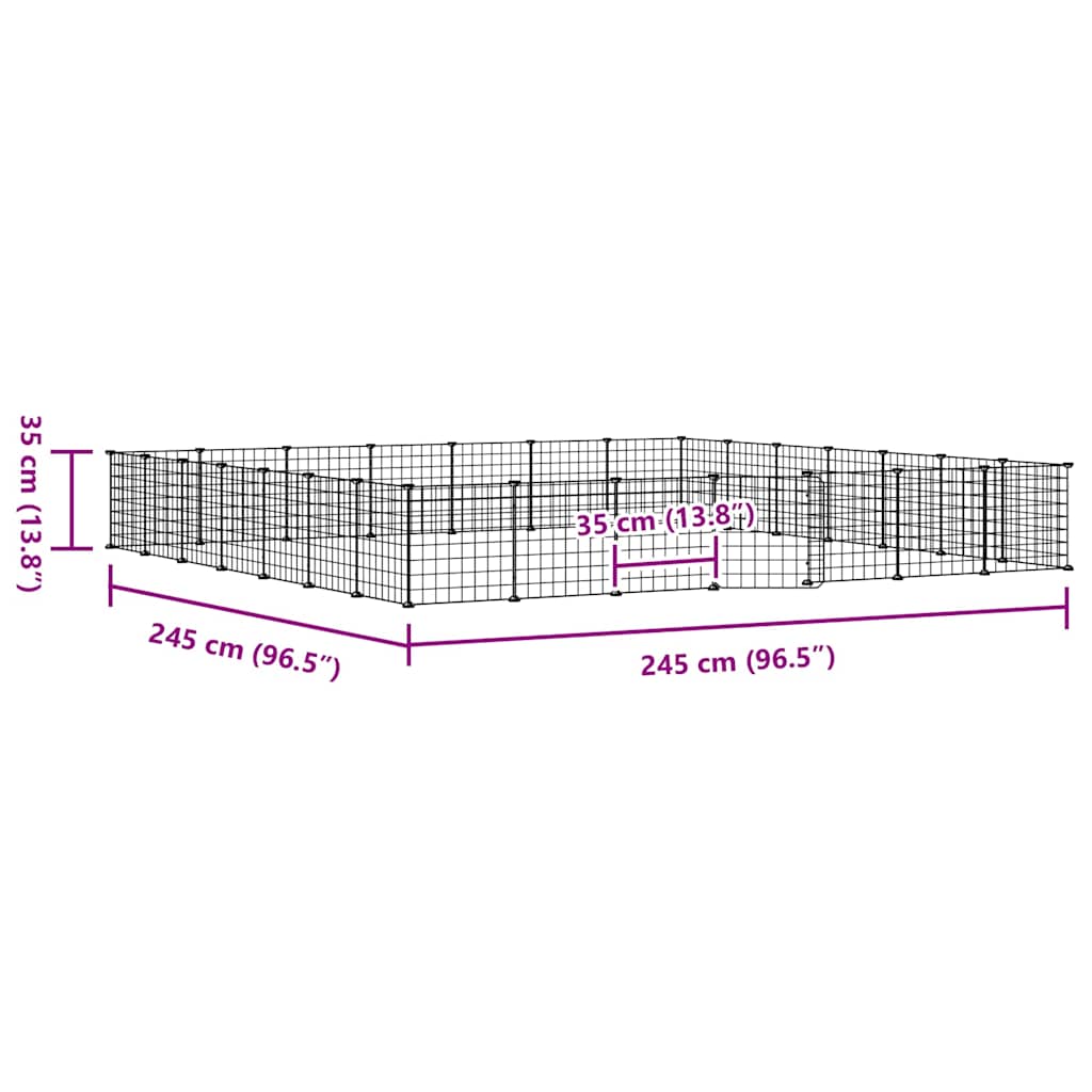 Κλουβί Κατοικίδιων με 28 Πάνελ + Πόρτα Μαύρο 245 x 245 x 35εκ Ατσάλινο