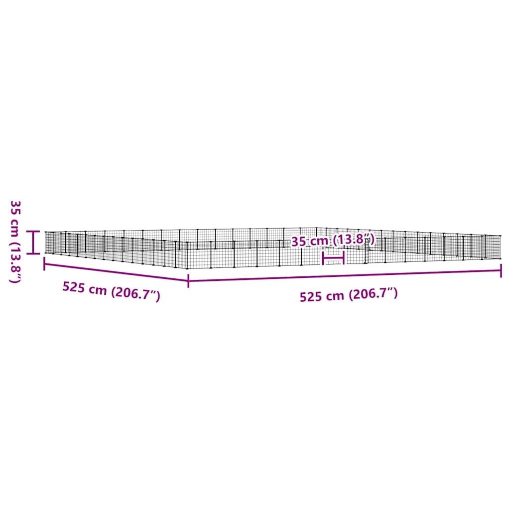 Κλουβί Κατοικίδιων με 60 Πάνελ + Πόρτα Μαύρο 525 x 525 x 35εκ Ατσάλινο