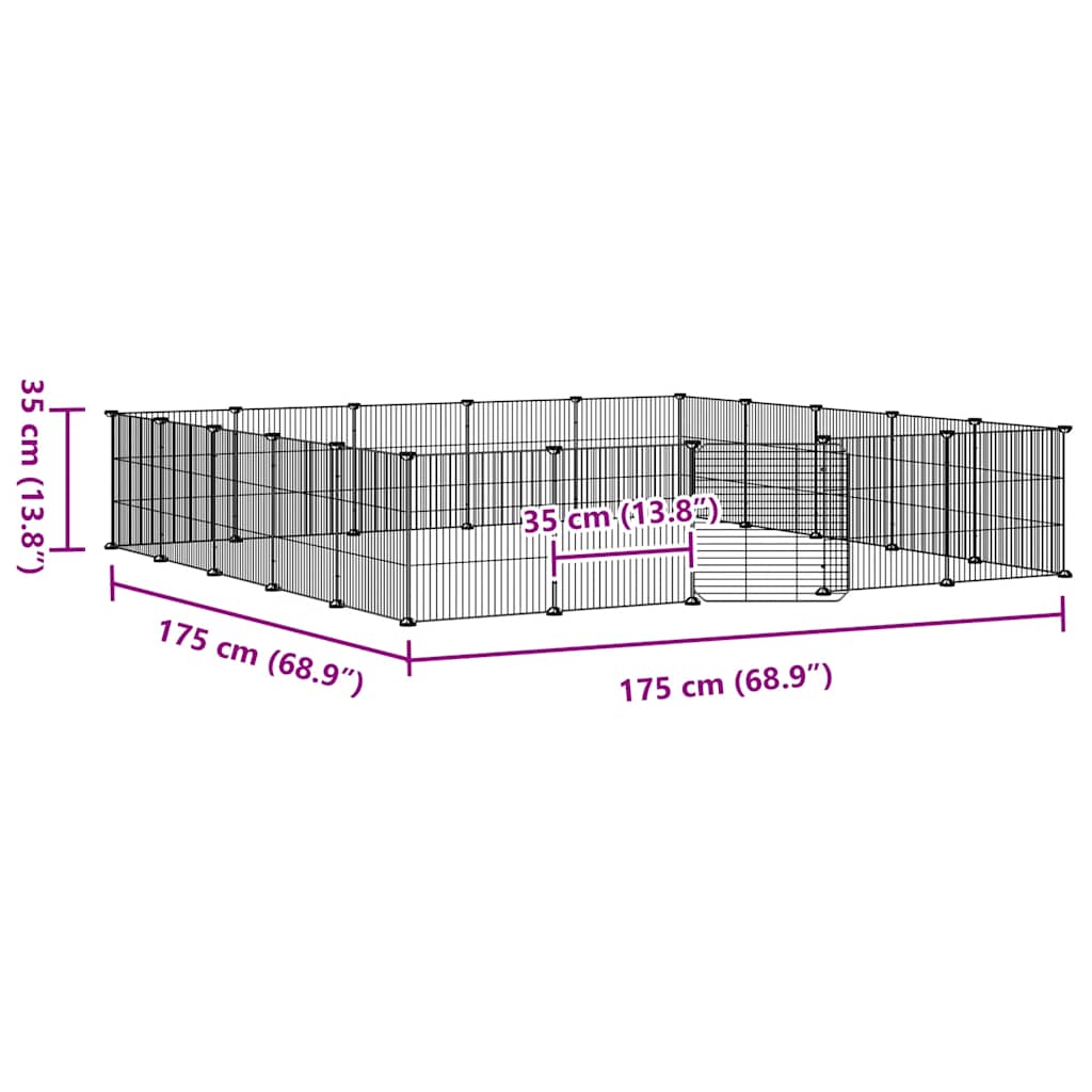 Κλουβί Κατοικίδιων με 20 Πάνελ + Πόρτα Μαύρο 35 x 35εκ Ατσάλινο