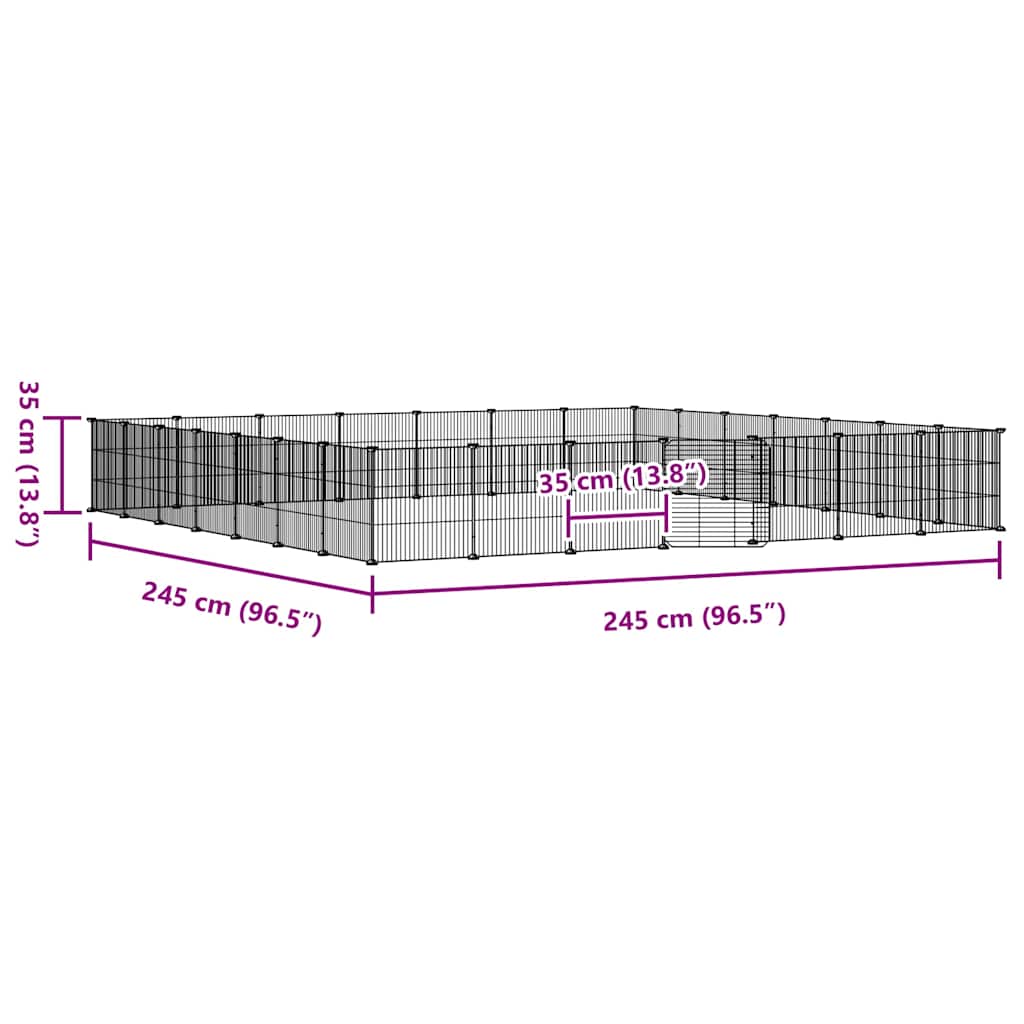 Κλουβί Κατοικίδιων με 28 Πάνελ + Πόρτα Μαύρο 245 x 245 x 35εκ Ατσάλινο