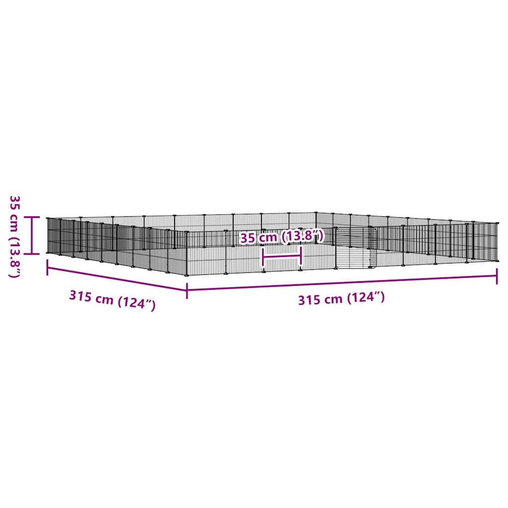 Κλουβί Κατοικίδιων με 36 Πάνελ + Πόρτα Μαύρο 315 x 315 x 35εκ Ατσάλινο