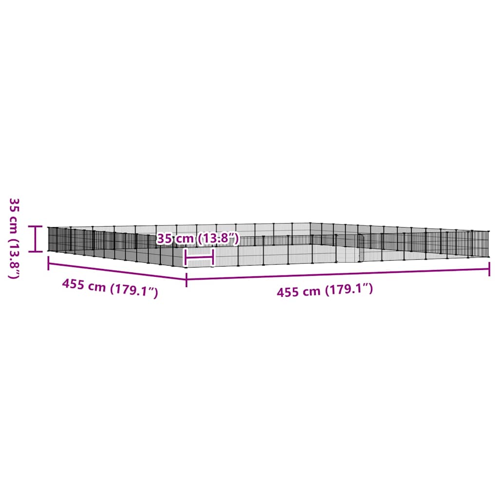 Κλουβί Κατοικίδιων με 52 Πάνελ + Πόρτα Μαύρο 455 x 455 x 35εκ Ατσάλινο