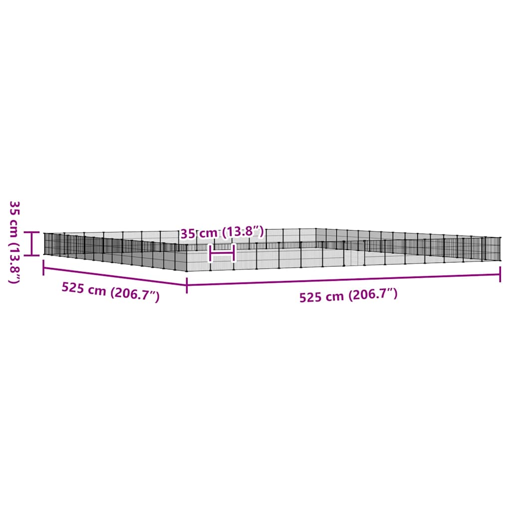 Κλουβί Κατοικίδιων με 60 Πάνελ + Πόρτα Μαύρο 525 x 525 x 35εκ Ατσάλινο
