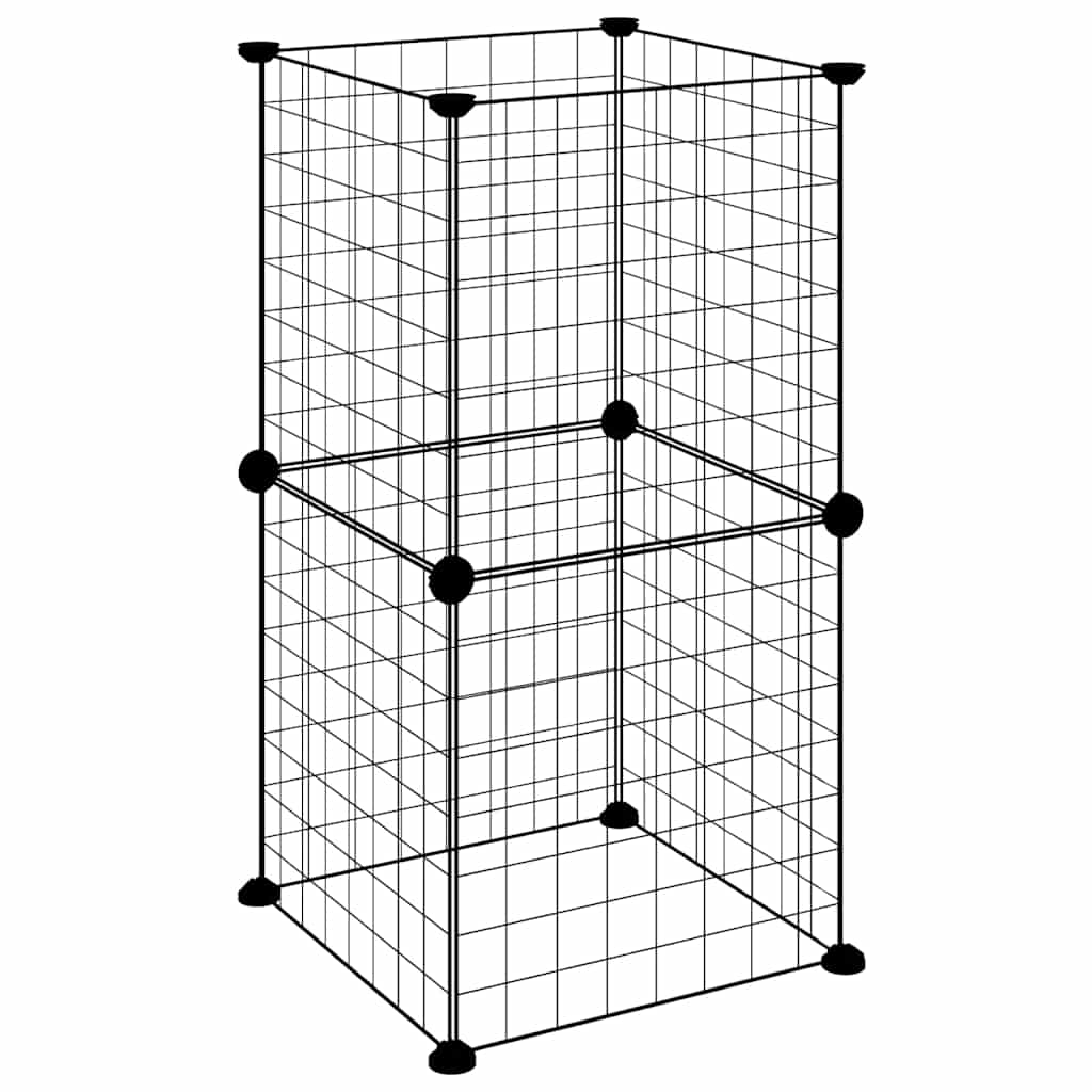 Κλουβί για Κατοικίδια με 8 Πάνελ Μαύρο 35 x 35 x 70 εκ. Ατσάλινο