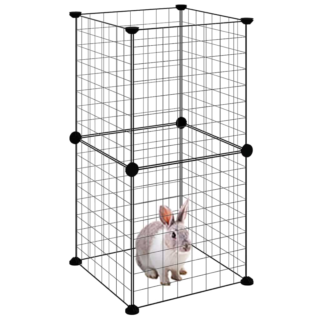 Κλουβί για Κατοικίδια με 8 Πάνελ Μαύρο 35 x 35 x 70 εκ. Ατσάλινο