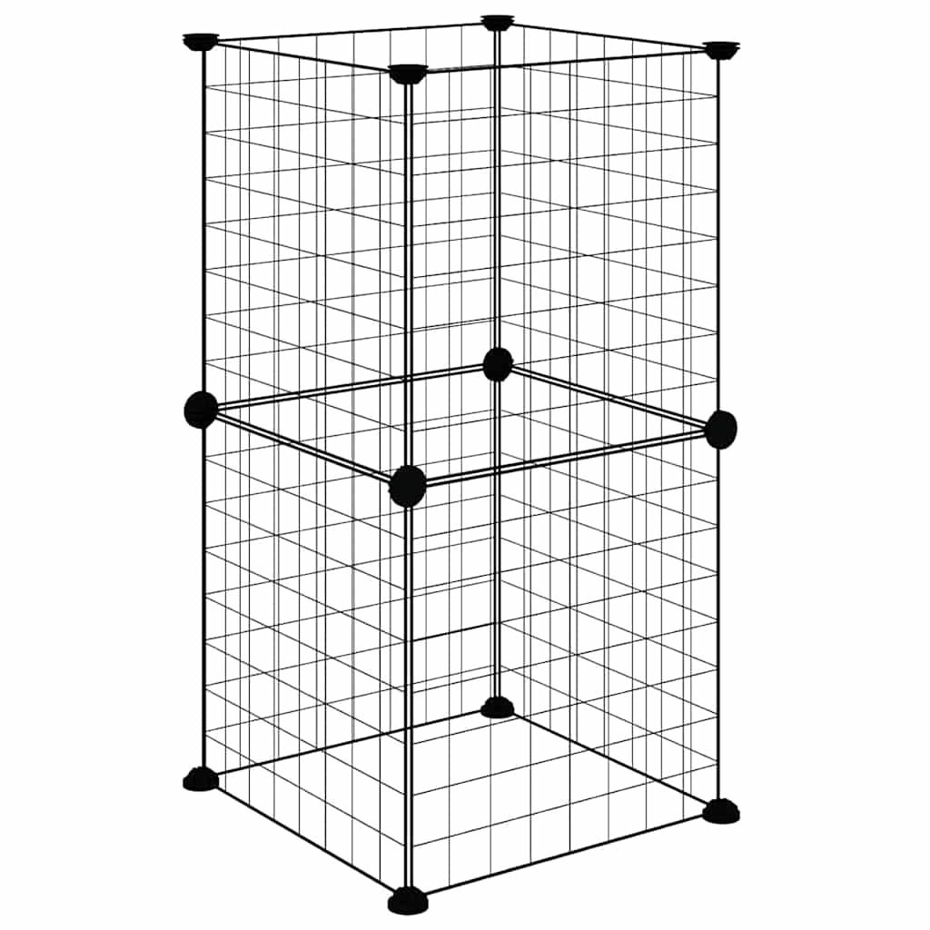 Κλουβί για Κατοικίδια με 8 Πάνελ Μαύρο 35 x 35 x 70 εκ. Ατσάλινο