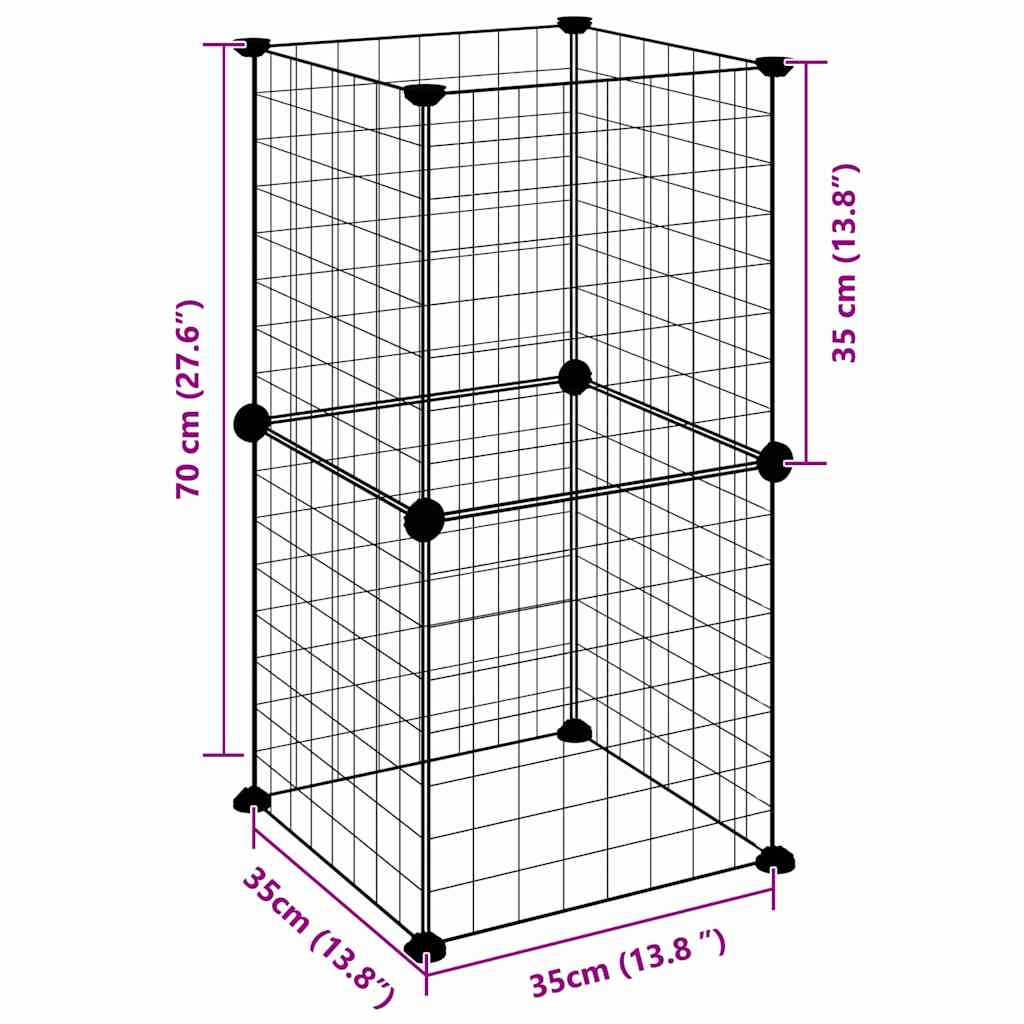 Κλουβί για Κατοικίδια με 8 Πάνελ Μαύρο 35 x 35 x 70 εκ. Ατσάλινο