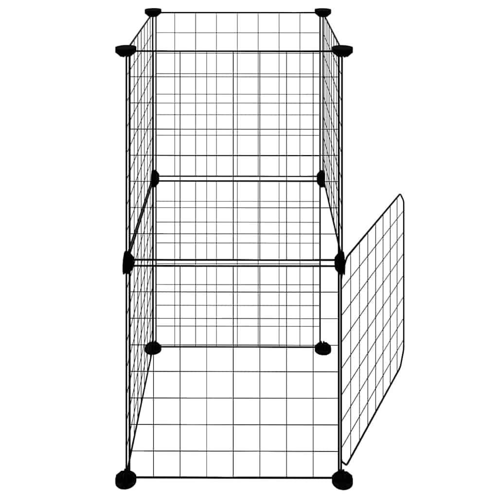 Κλουβί Κατοικίδιων με 8 Πάνελ + Πόρτα Μαύρο 35x35x70 εκ. Ατσάλινο