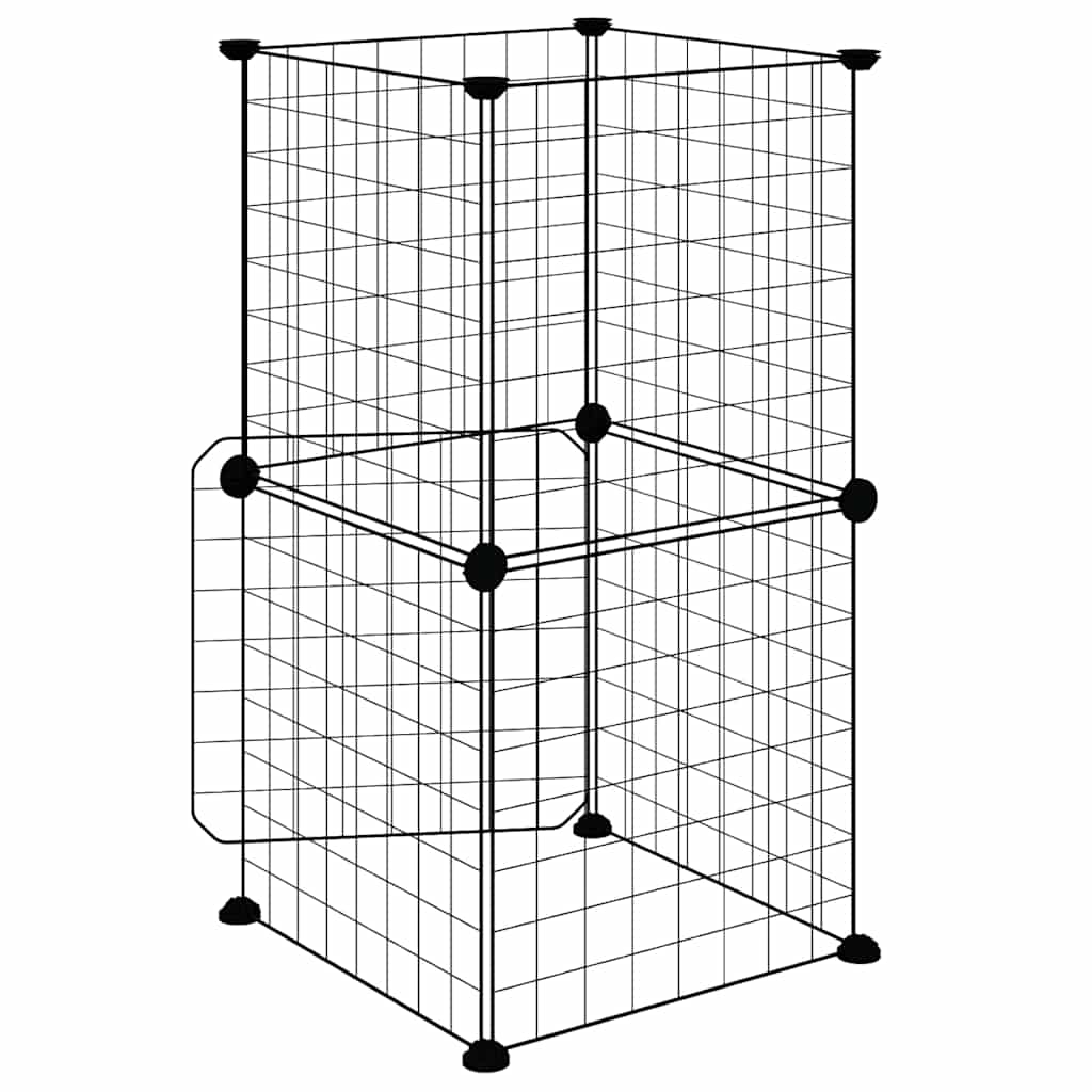 Κλουβί Κατοικίδιων με 8 Πάνελ + Πόρτα Μαύρο 35x35x70 εκ. Ατσάλινο
