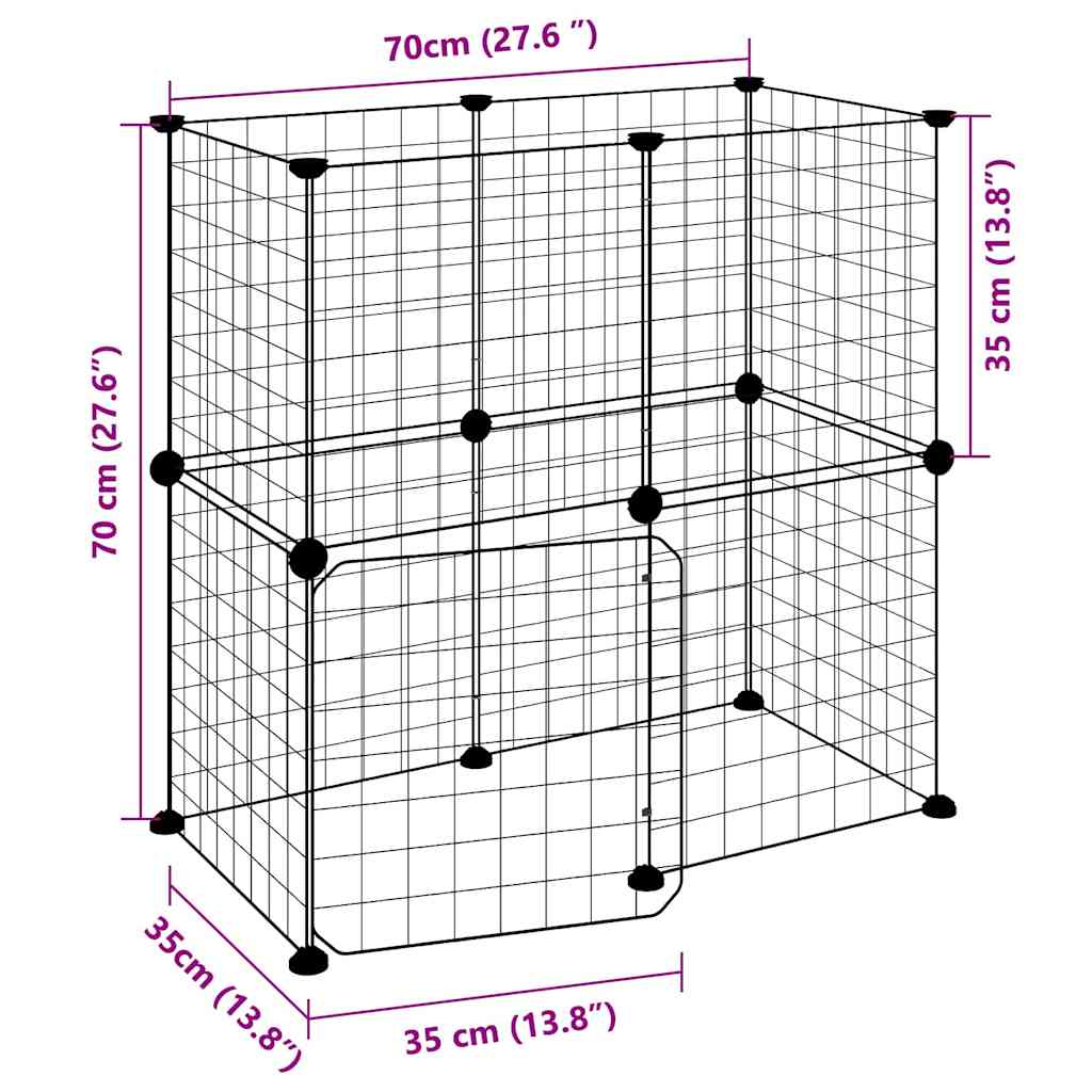 Κλουβί Κατοικίδιων με 12 Πάνελ + Πόρτα Μαύρο 70 x 35 x 70εκ Ατσάλινο