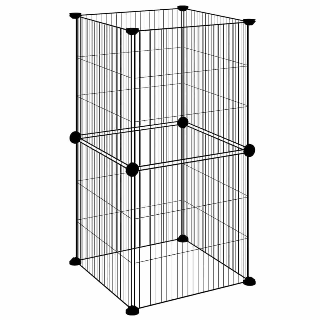 Κλουβί για Κατοικίδια με 8 Πάνελ Μαύρο 35 x 35 x 70 εκ. Ατσάλινο