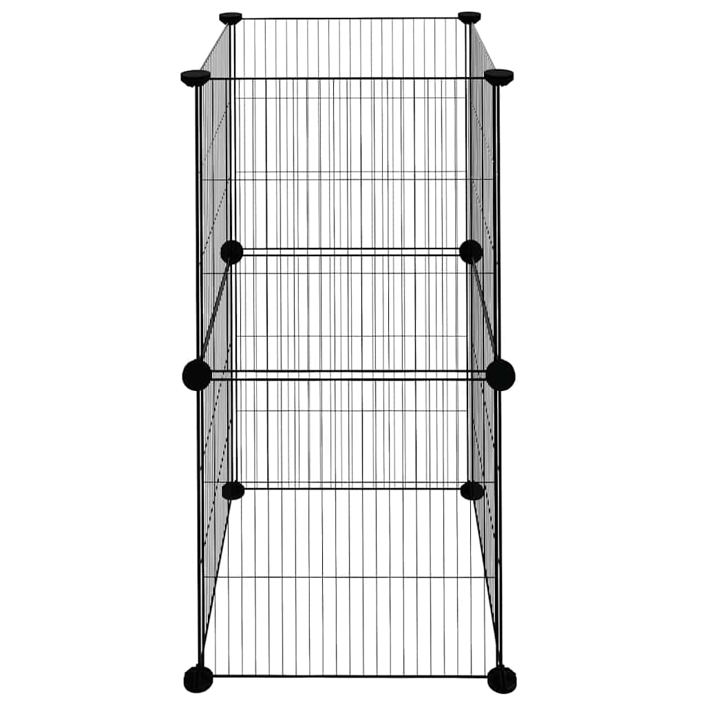 Κλουβί για Κατοικίδια με 8 Πάνελ Μαύρο 35 x 35 x 70 εκ. Ατσάλινο