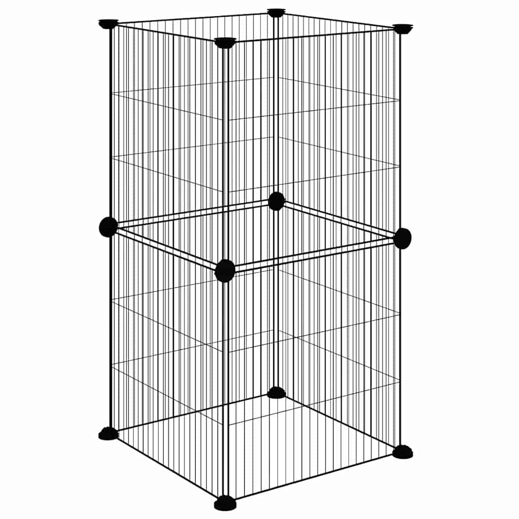 Κλουβί για Κατοικίδια με 8 Πάνελ Μαύρο 35 x 35 x 70 εκ. Ατσάλινο