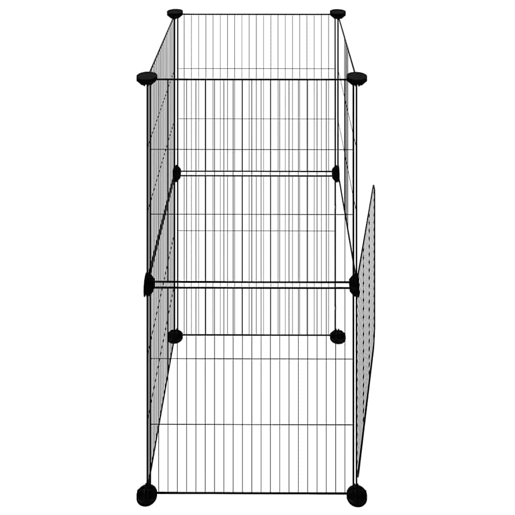 Κλουβί Κατοικίδιων με 8 Πάνελ + Πόρτα Μαύρο 35x35x70 εκ. Ατσάλινο