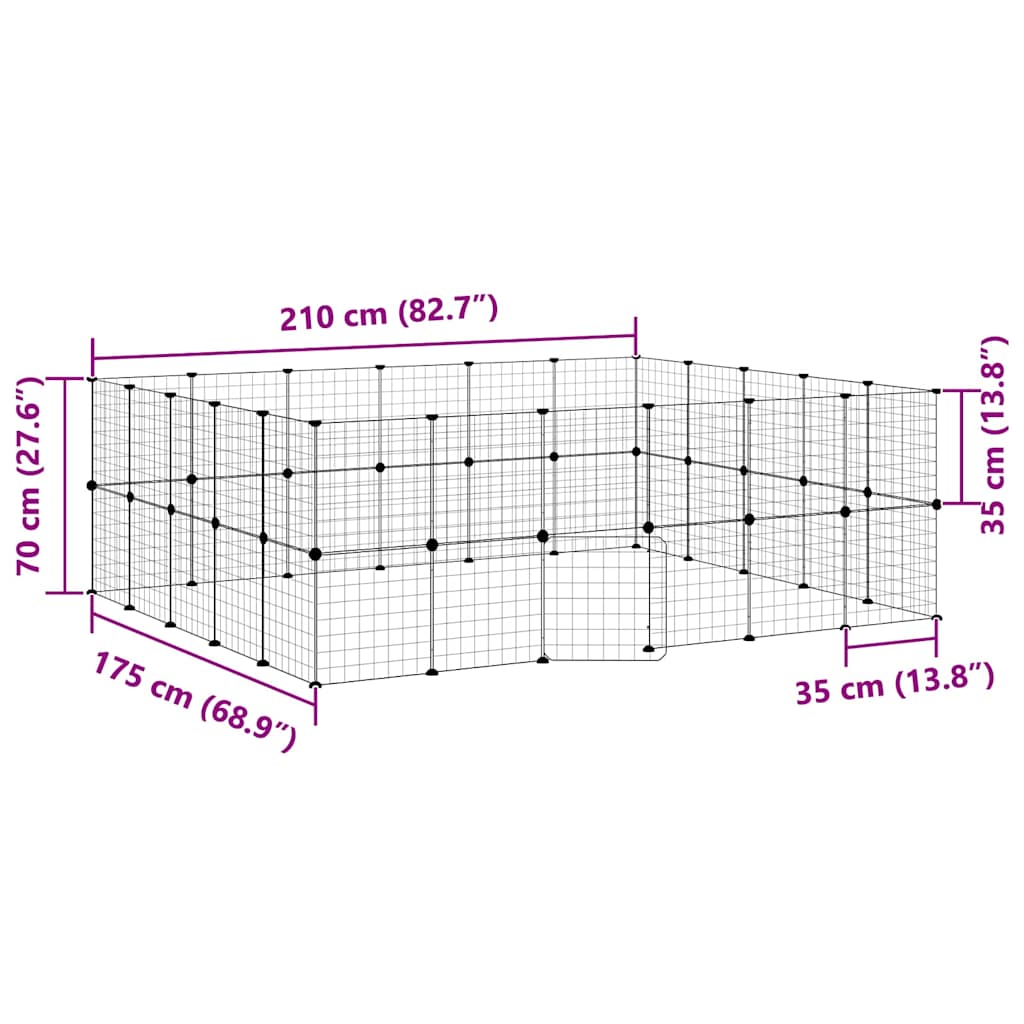 Κλουβί Κατοικίδιων με 44 Πάνελ + Πόρτα Μαύρο 210 x 175 x 70εκ Ατσάλινο