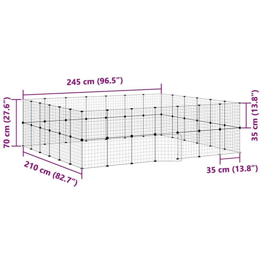 Κλουβί Κατοικίδιων με 52 Πάνελ + Πόρτα Μαύρο 35 x 35εκ Ατσάλινο