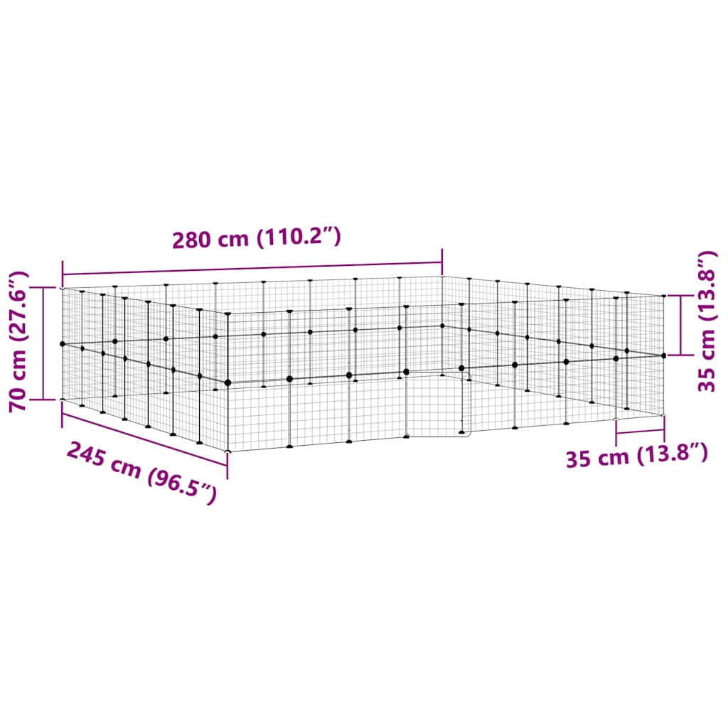 Κλουβί Κατοικίδιων με 60 Πάνελ + Πόρτα Μαύρο 35 x 35εκ Ατσάλινο