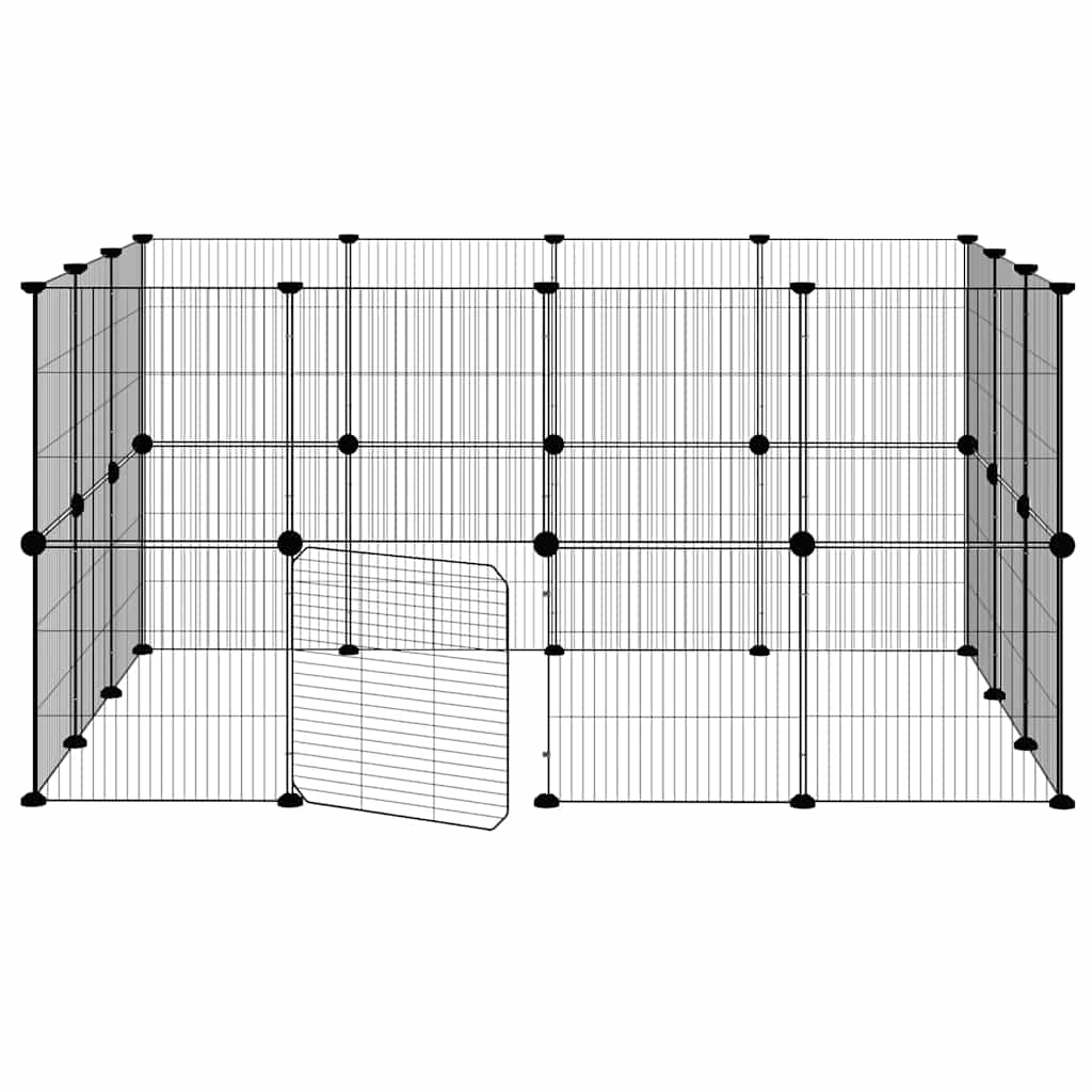 Κλουβί Κατοικίδιων με 28 Πάνελ + Πόρτα Μαύρο 140 x 105 x 70εκ Ατσάλινο