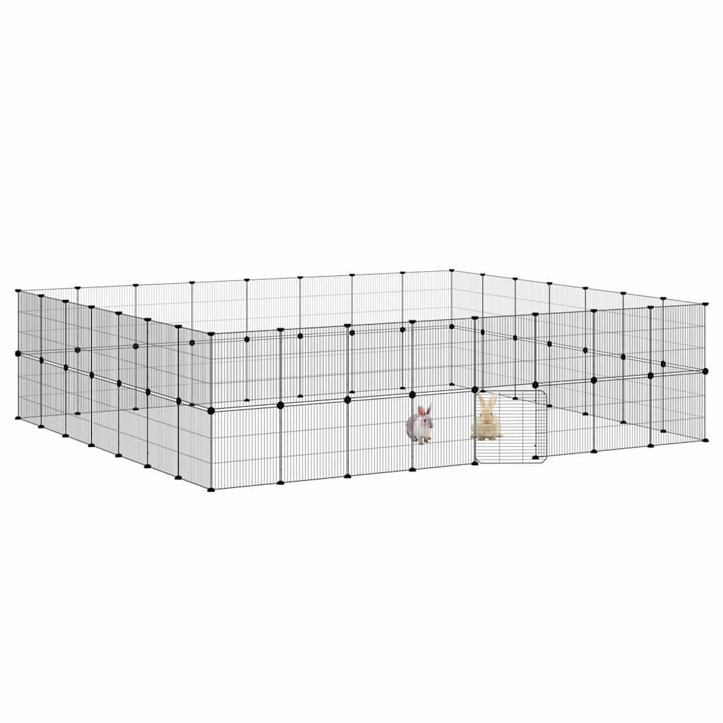Κλουβί Κατοικίδιων με 60 Πάνελ + Πόρτα Μαύρο 280 x 245 x 70εκ Ατσάλινο