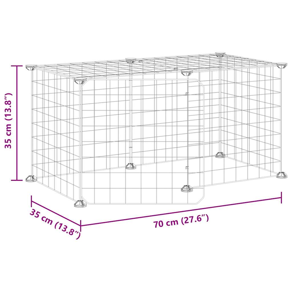 Κλουβί Κατοικίδιων με 8 Πάνελ + Πόρτα Μαύρο 70x35x35 εκ. Ατσάλινο
