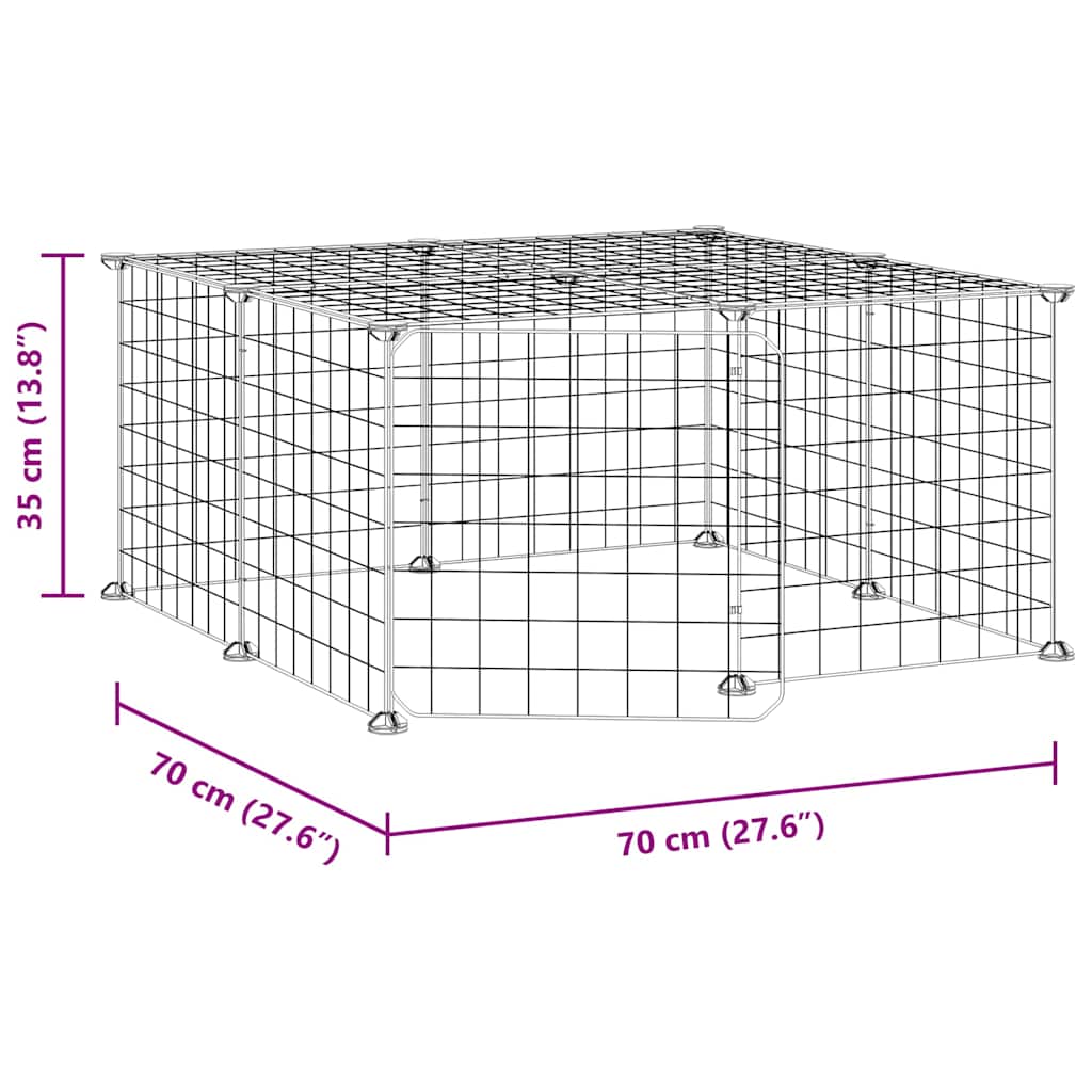 Κλουβί Κατοικίδιων με 12 Πάνελ + Πόρτα Μαύρο 70 x 70 x 35εκ Ατσάλινο