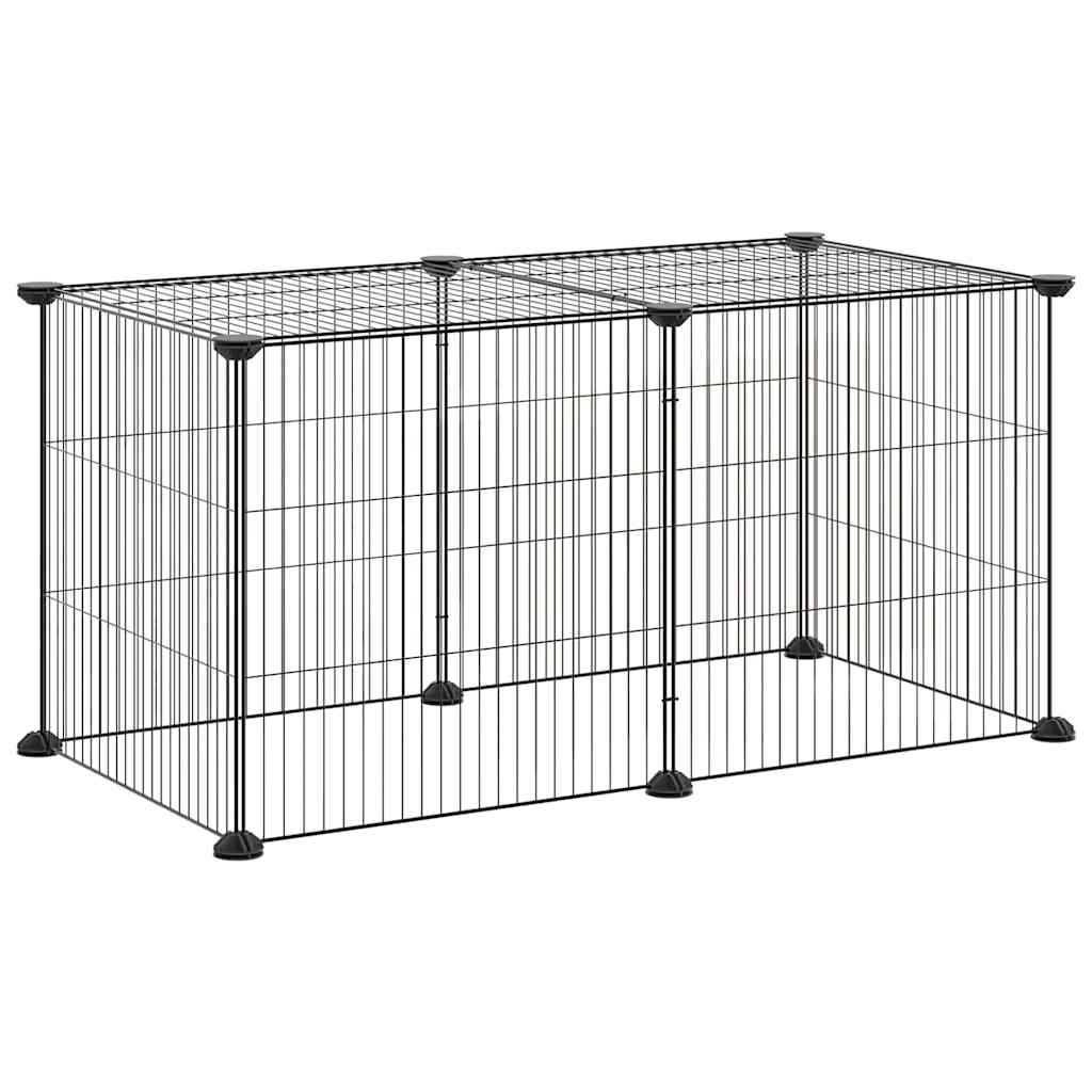 Κλουβί για Κατοικίδια με 8 Πάνελ Μαύρο 70x35x35 εκ. Ατσάλινο