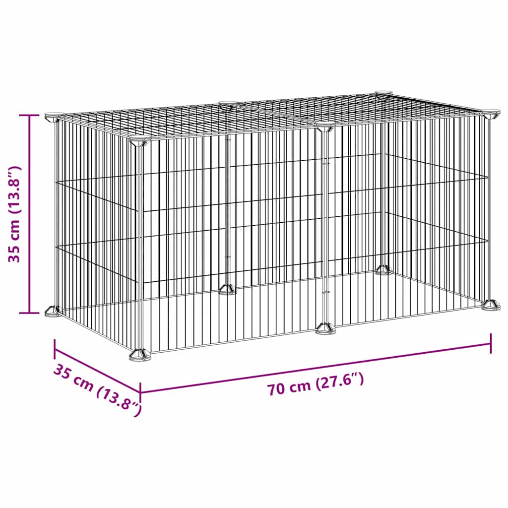 Κλουβί για Κατοικίδια με 8 Πάνελ Μαύρο 70x35x35 εκ. Ατσάλινο