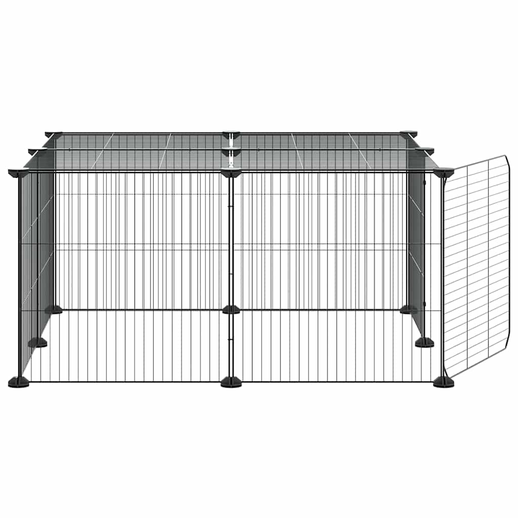 Κλουβί Κατοικίδιων με 12 Πάνελ + Πόρτα Μαύρο 70 x 70 x 35εκ Ατσάλινο
