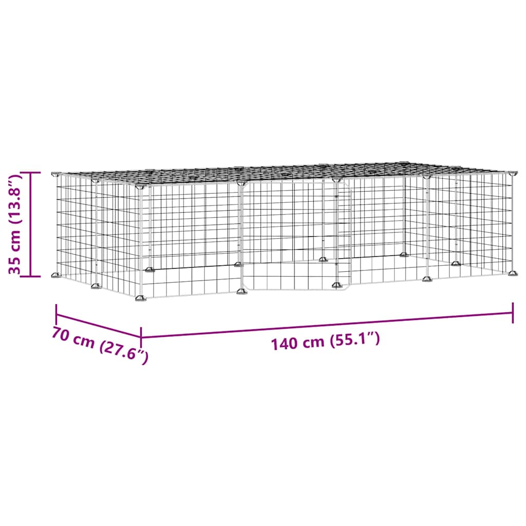 Κλουβί Κατοικίδιων με 20 Πάνελ + Πόρτα Μαύρο 140 x 70 x 35εκ Ατσάλινο