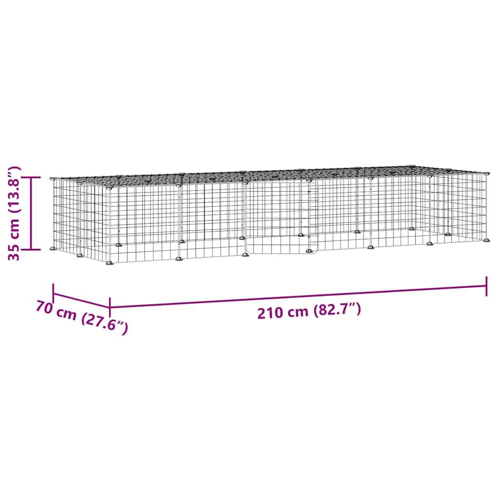 Κλουβί Κατοικίδιων με 28 Πάνελ + Πόρτα Μαύρο 210 x 70 x 35εκ Ατσάλινο