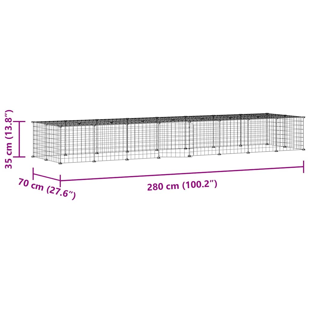 Κλουβί Κατοικίδιων με 36 Πάνελ + Πόρτα Μαύρο 280 x 70 x 35εκ Ατσάλινο