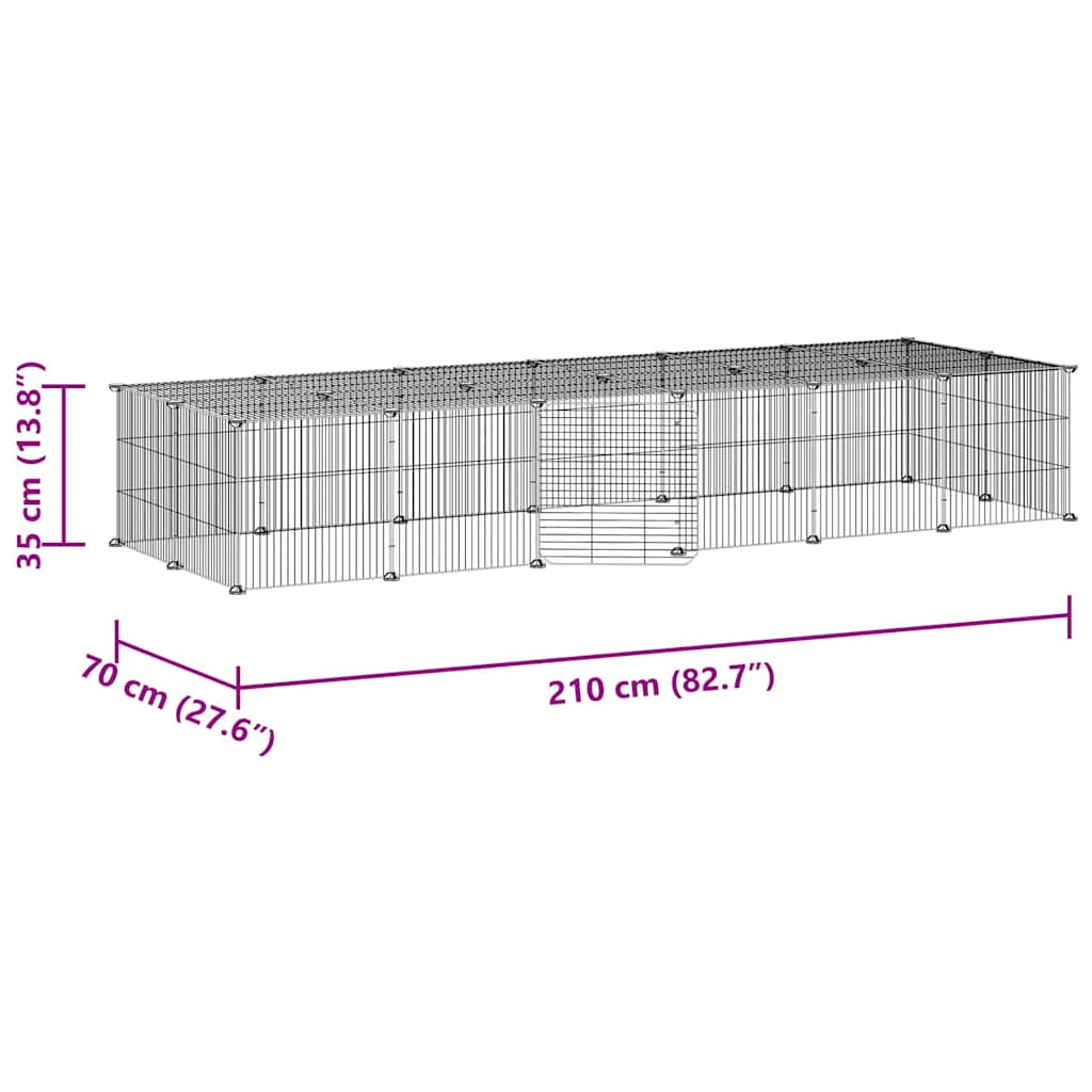 Κλουβί Κατοικίδιων με 28 Πάνελ + Πόρτα Μαύρο 210 x 70 x 35εκ Ατσάλινο