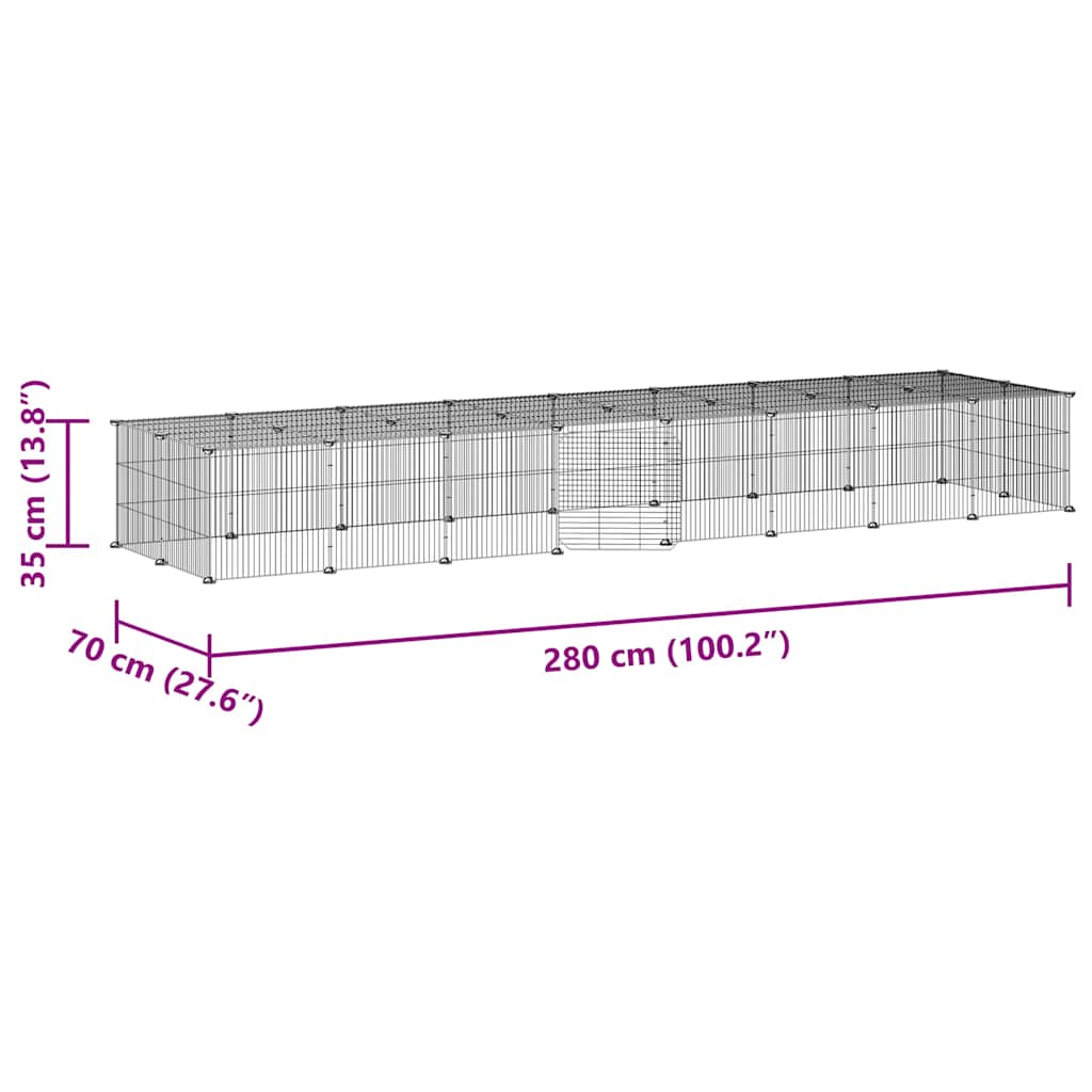 Κλουβί Κατοικίδιων με 36 Πάνελ + Πόρτα Μαύρο 280 x 70 x 35εκ Ατσάλινο