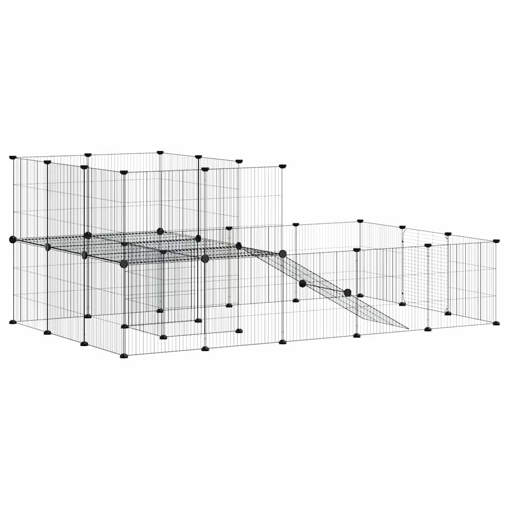 Κλουβί Κατοικίδιων με 36 Πάνελ + Πόρτα Μαύρο 175 x 105 x 70εκ Ατσάλινο