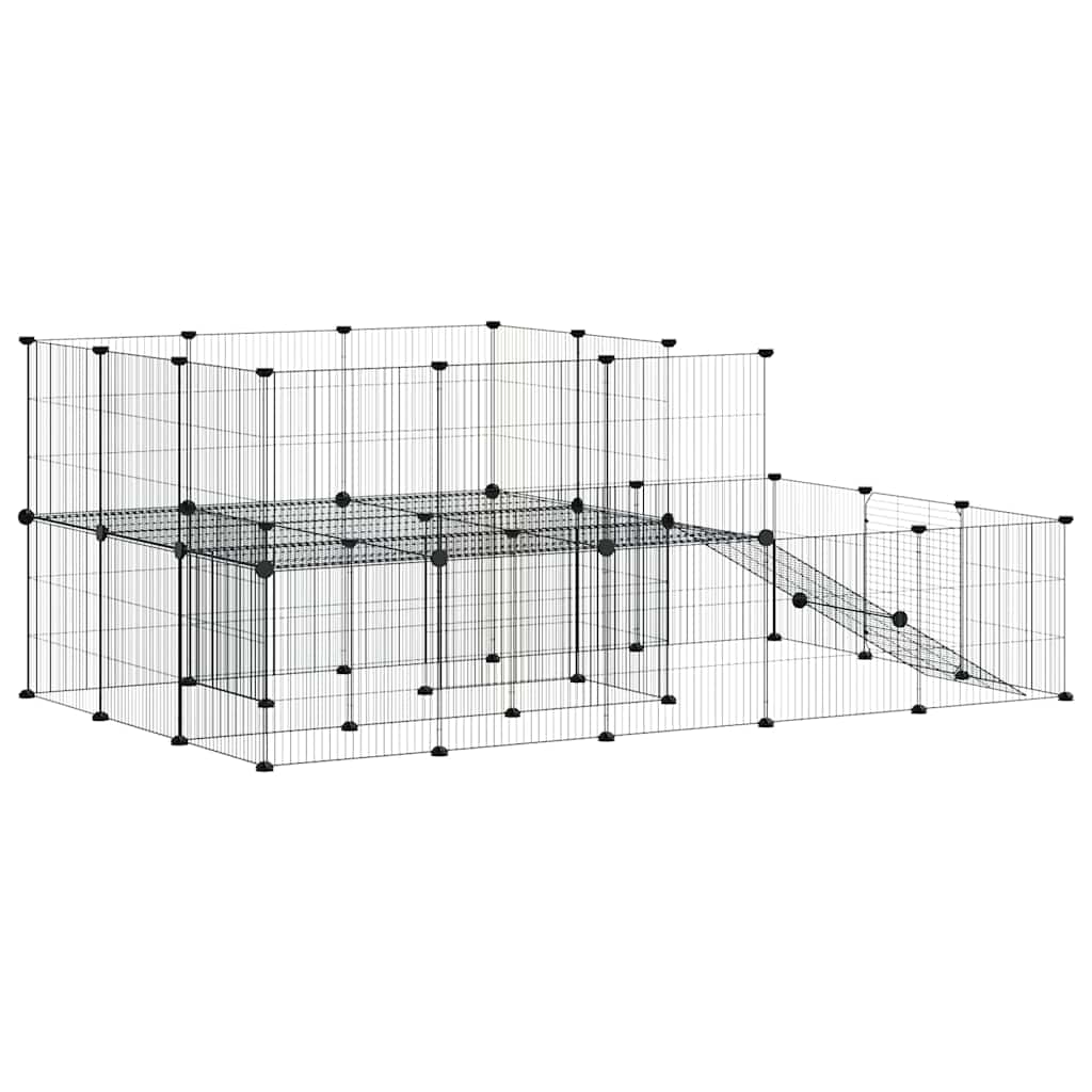Κλουβί Κατοικίδιων με 44 Πάνελ + Πόρτα Μαύρο 175 x 105 x 70εκ Ατσάλινο