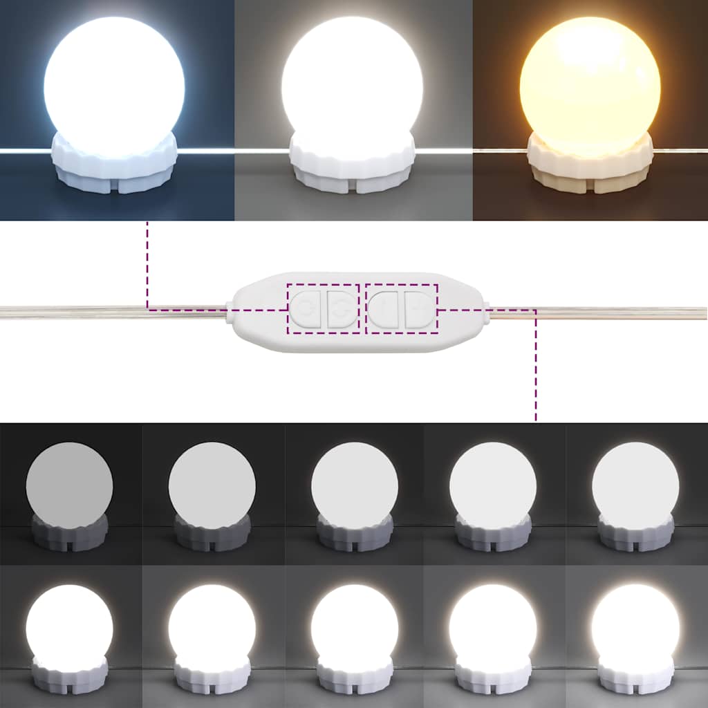 Μπουντουάρ με LED Λευκό 95 x 50 x 133,5 εκ. Μασίφ Ξύλο Πεύκου