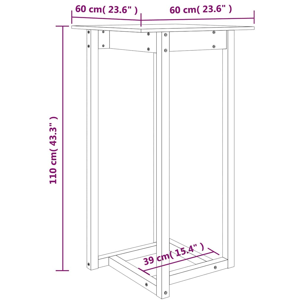 Τραπέζι Μπαρ 60 x 60 x 110 εκ. από Μασίφ Ξύλο Πεύκου