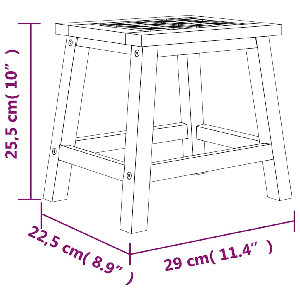 Σκαμπό 29x22,5x25,5 εκ. Μασίφ Ξύλο Καρυδιά