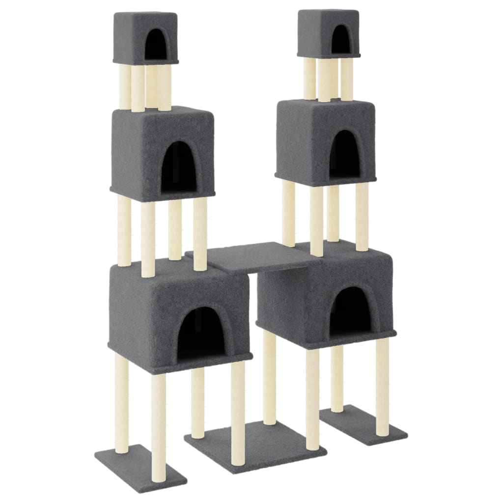 Γατόδεντρο Σκούρο Γκρι 199 εκ. με Στύλους Ξυσίματος από Σιζάλ