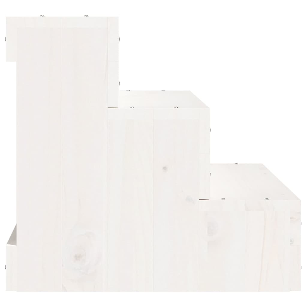 Σκάλα Κατοικίδιου Λευκό 40x37,5x35 εκ. από Μασίφ Ξύλο Πεύκου