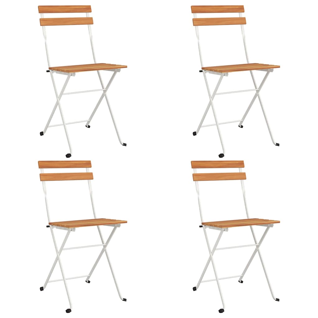 Πτυσσόμενες καρέκλες 4 τεμ. από μασίφ ξύλο ακακίας και χάλυβα – εικόνα προϊόντος 2