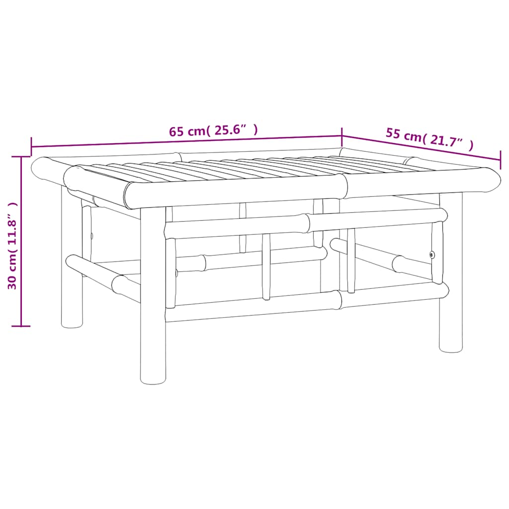 Σαλόνι Κήπου Σετ 3 τεμ. από Μπαμπού με Λευκά Κρεμ Μαξιλάρια