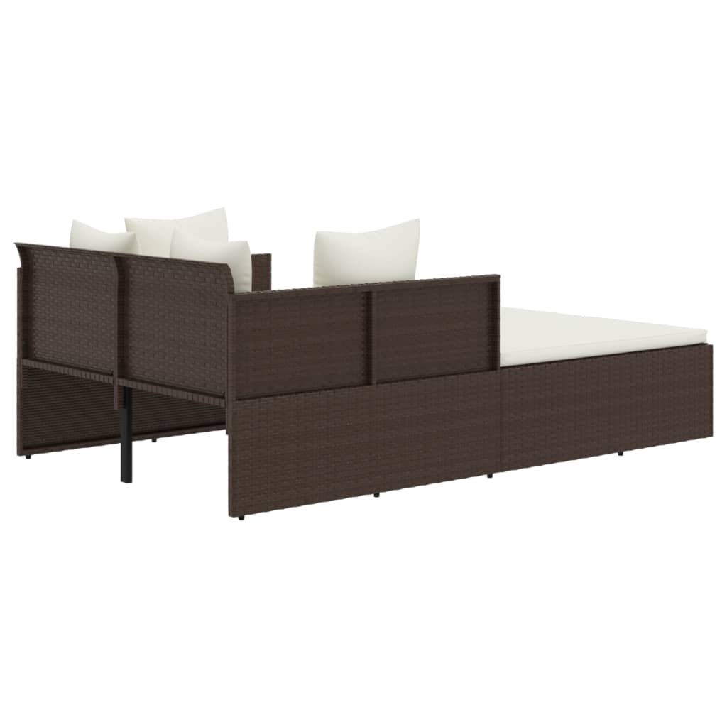 Ξαπλώστρα με Μαξιλάρια Καφέ 182 x 118 x 63 εκ. Συνθετικό Ρατάν