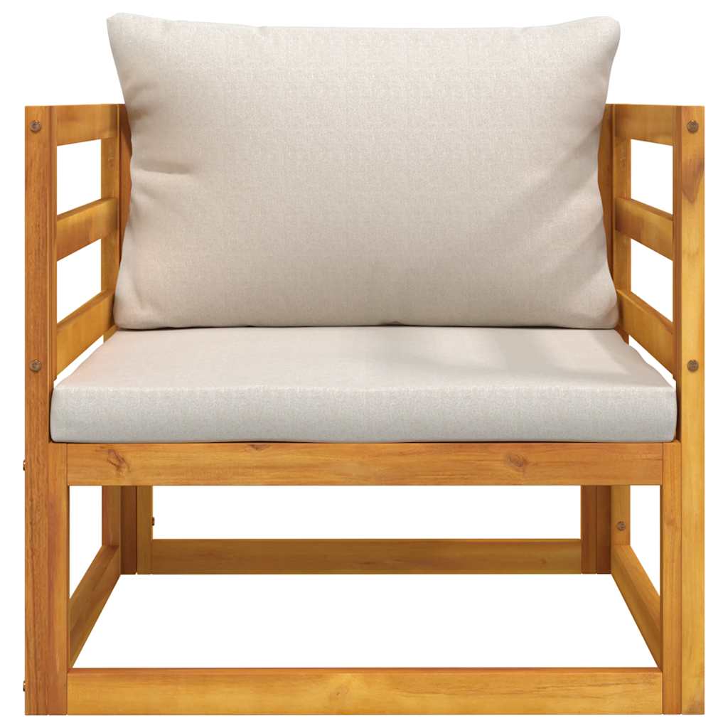 Πολυθρόνα Κήπου Μασίφ Ξύλο Ακακίας με Αν. Γκρι Μαξιλάρια