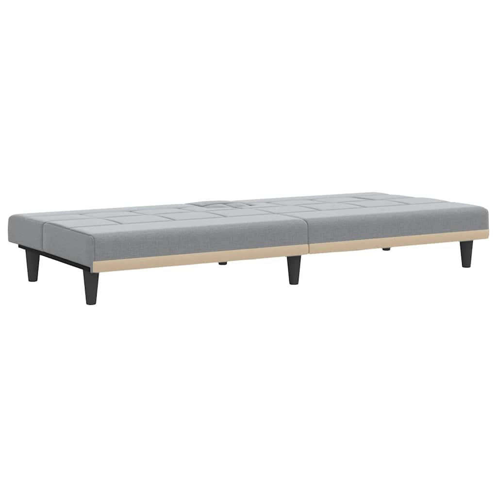 Καναπές Κρεβάτι με Ποτηροθήκες Ανοιχτό Γκρι Υφασμάτινος