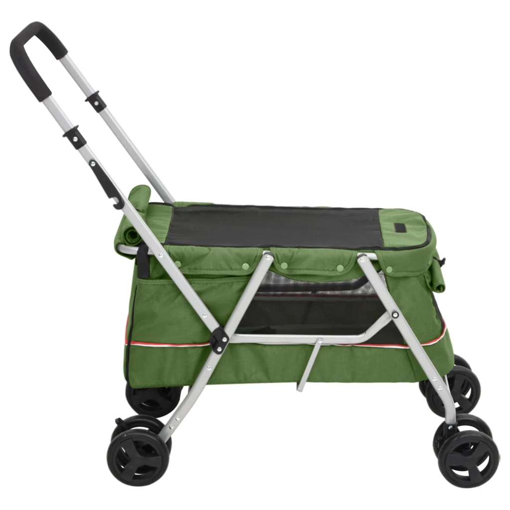Καρότσι Σκύλου Πτυσσόμενο Πράσινο 100x49x96 εκ. Λινό Ύφασμα