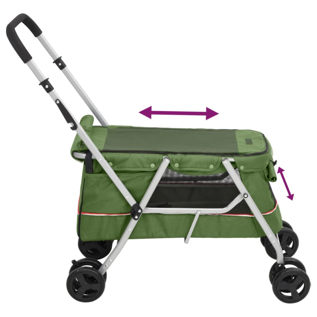 Καρότσι Σκύλου Πτυσσόμενο Πράσινο 100x49x96 εκ. Λινό Ύφασμα