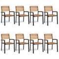 Καρέκλες Κήπου Στοιβαζόμενες 8 τεμ. Μασίφ Ακακία & Μέταλλο