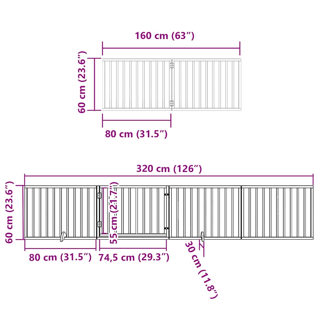 Διαχωριστικό Σκύλων/Πόρτα Πτυσσόμενο 12 Πάνελ 960εκ Ξύλο Λεύκας