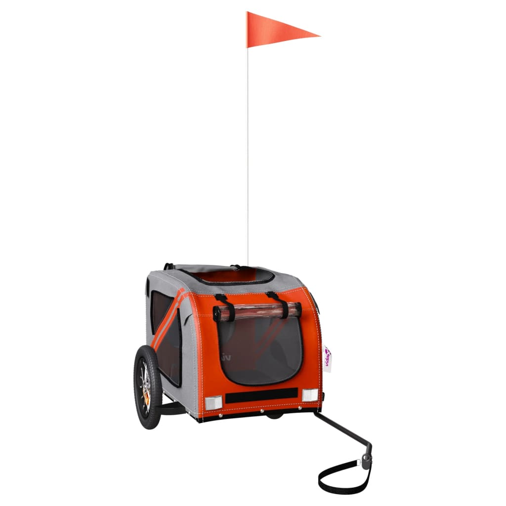 Τρέιλερ Ποδηλάτου Κατοικίδιων Πορτοκαλί/Γκρι Oxford/Σίδηρος